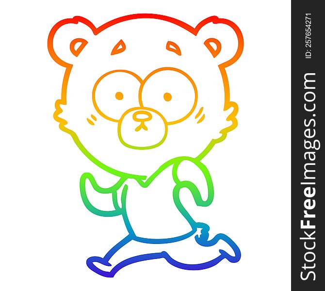 rainbow gradient line drawing of a surprised polar bear cartoon