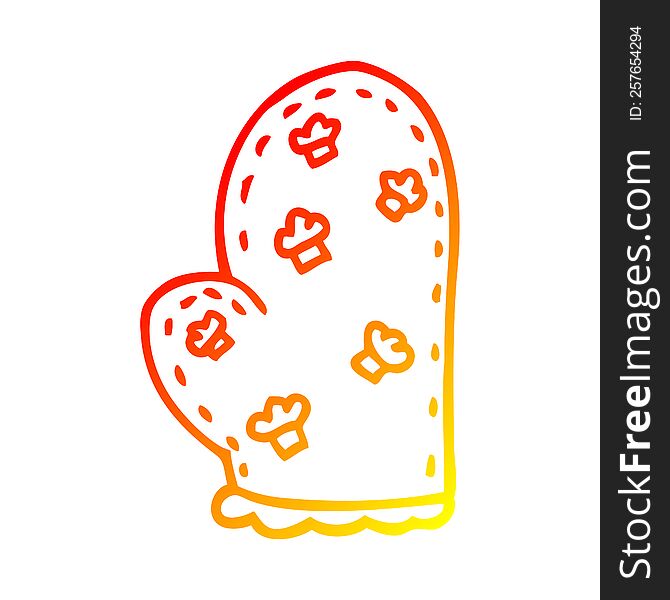 warm gradient line drawing of a cartoon oven glove