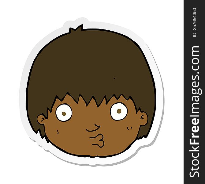 Sticker Of A Cartoon Curious Boy