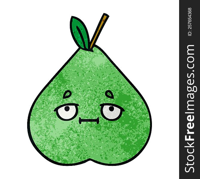 retro grunge texture cartoon green pear