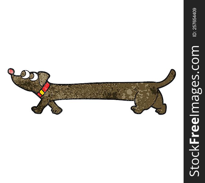 freehand textured cartoon dachshund