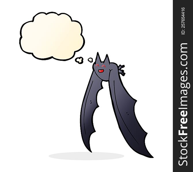 cartoon flying bat with thought bubble