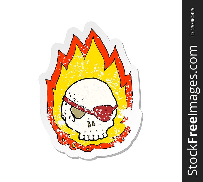 Retro Distressed Sticker Of A Cartoon Burning Skull