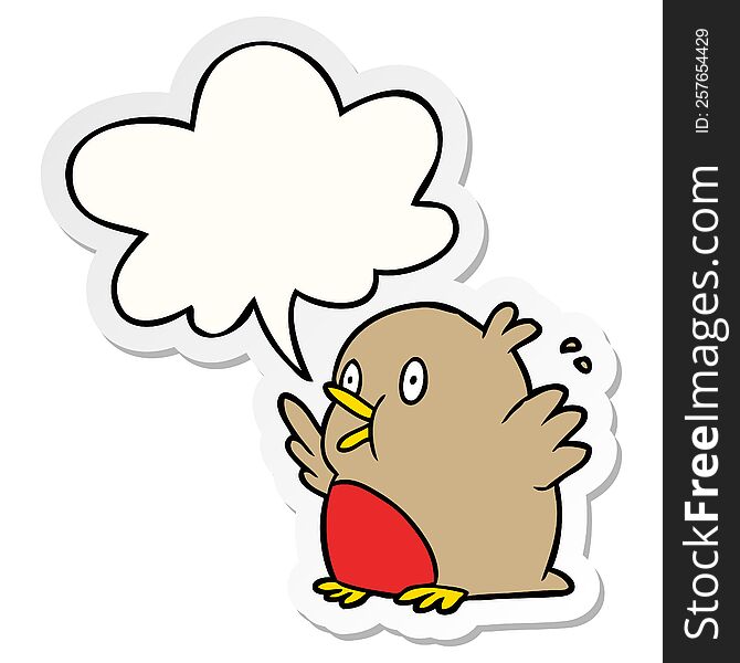 Cartoon Over Excited Robin And Speech Bubble Sticker