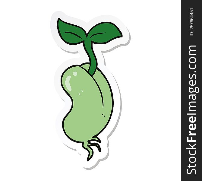 sticker of a cartoon sprouting seed