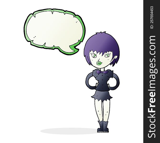 Cartoon Pretty Vampire Girl With Speech Bubble