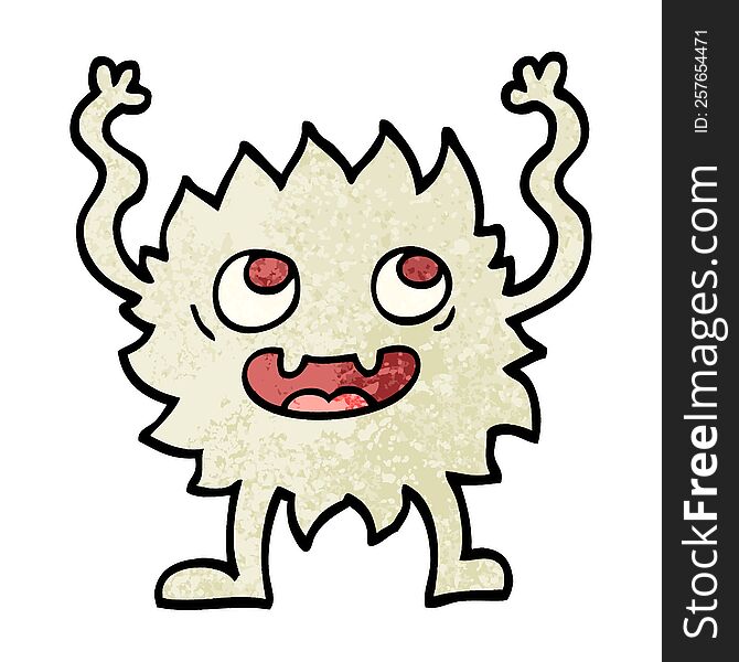 grunge textured illustration cartoon funny furry monster