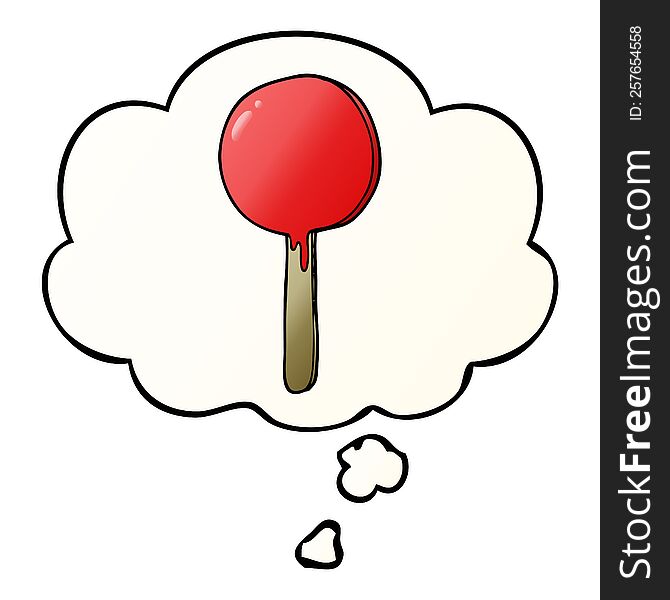 Cartoon Lollipop And Thought Bubble In Smooth Gradient Style