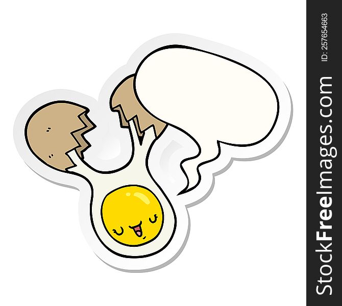 cartoon cracked egg with speech bubble sticker