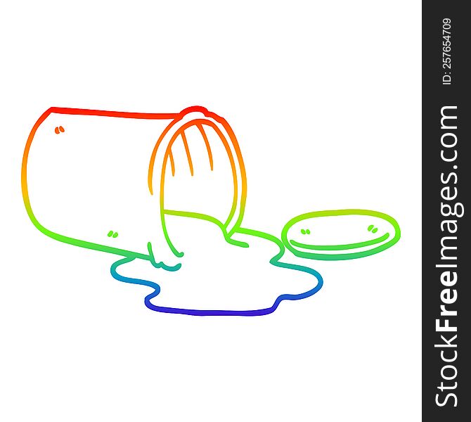 rainbow gradient line drawing of a cartoon spilt paint