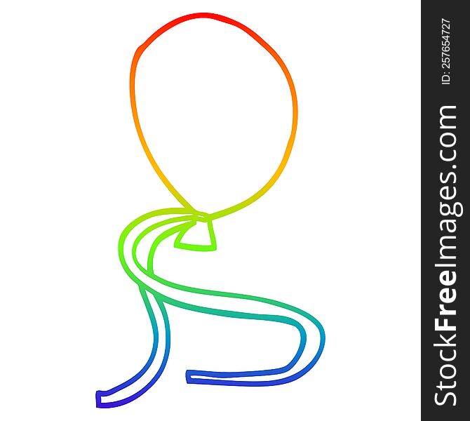 rainbow gradient line drawing of a cartoon ballon with string