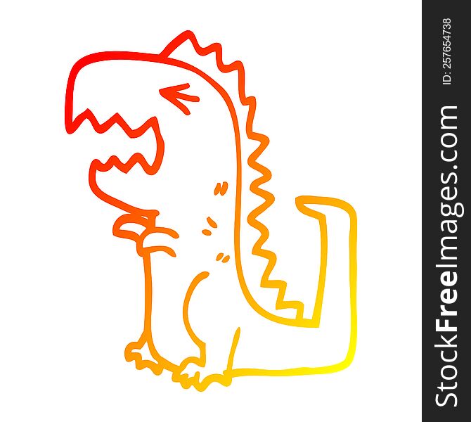 Warm Gradient Line Drawing Cartoon Roaring T Rex