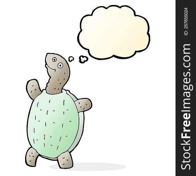 Cartoon Happy Turtle With Thought Bubble