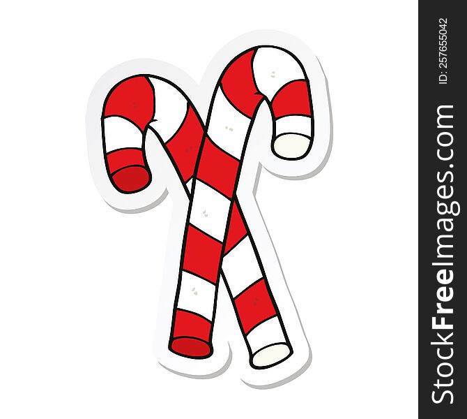 sticker of a cartoon candy canes