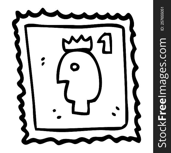 line drawing cartoon stamp with royal head