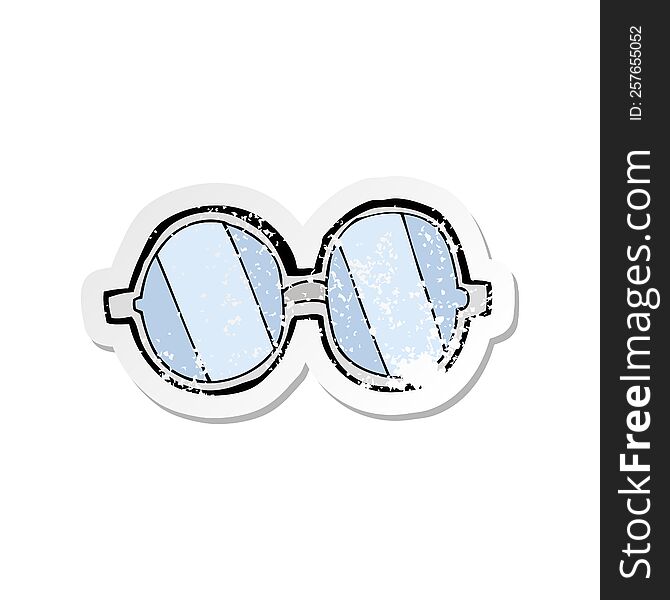 Retro Distressed Sticker Of A Cartoon Glasses