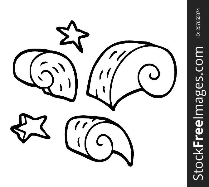 line drawing cartoon decorative spiral element