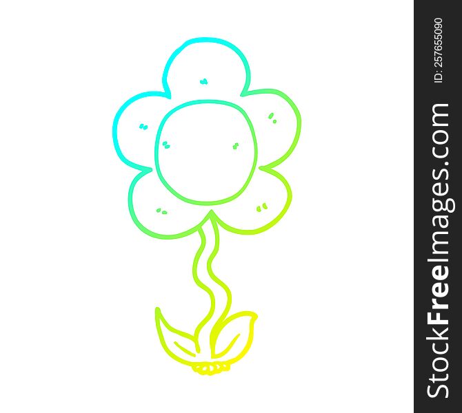 cold gradient line drawing of a cartoon flower