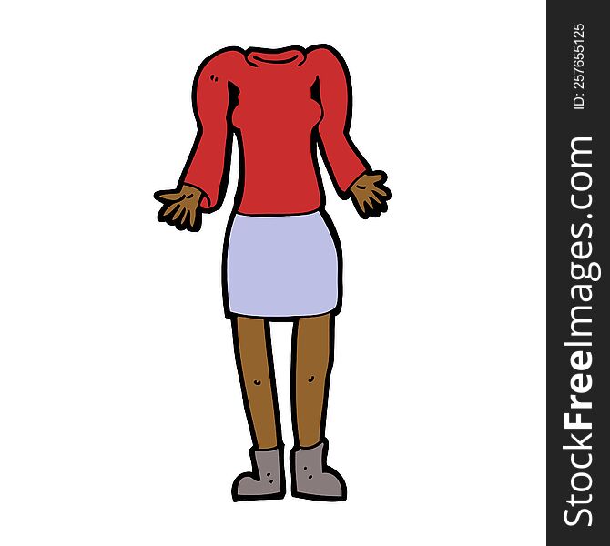 cartoon female body with shrugging shoulders (mix and match cartoons or add own photos