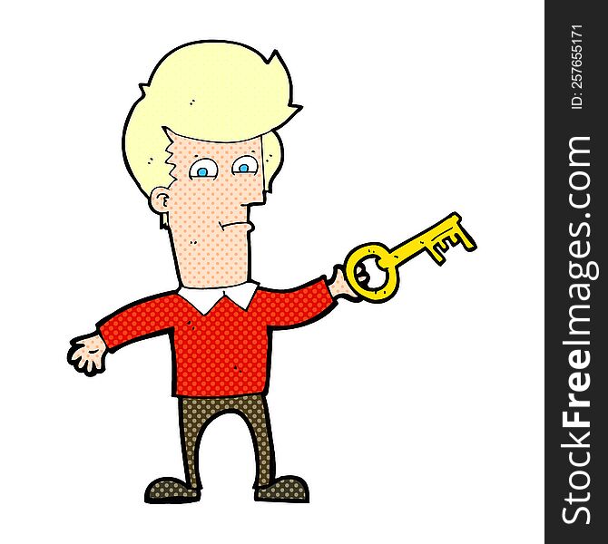 Cartoon Man With Key