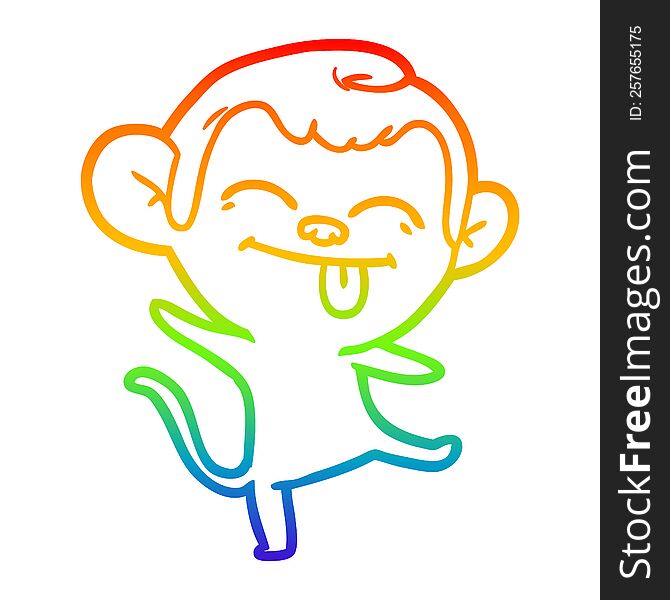 rainbow gradient line drawing funny cartoon monkey dancing