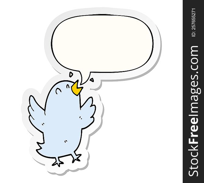 Cartoon Bird Singing And Speech Bubble Sticker