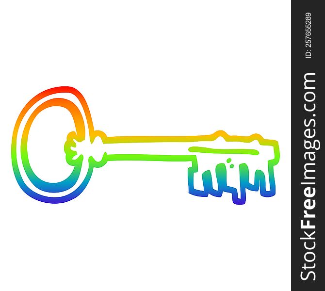 rainbow gradient line drawing cartoon old key