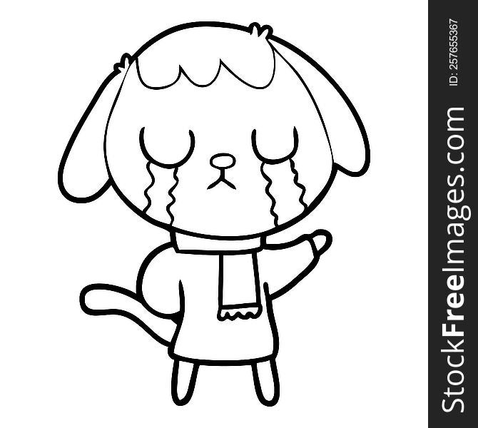 cute cartoon dog crying. cute cartoon dog crying