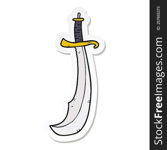 Sticker Of A Cartoon Scimitar