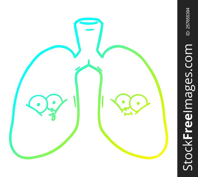 Cold Gradient Line Drawing Cartoon Lungs