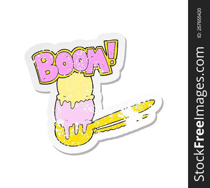 Retro Distressed Sticker Of A Cartoon Scoop Of Ice Cream