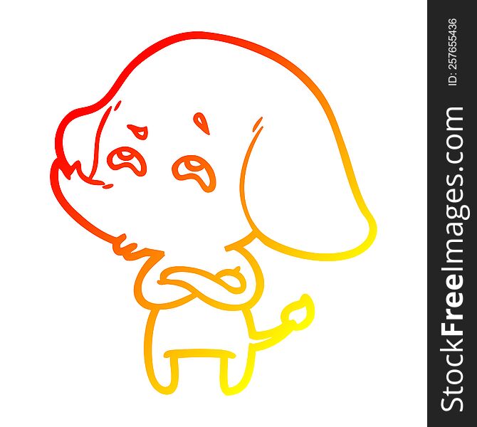 Warm Gradient Line Drawing Cartoon Elephant Remembering