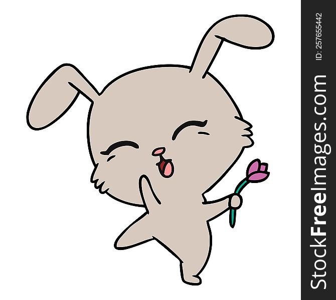 freehand drawn cartoon of cute kawaii bunny