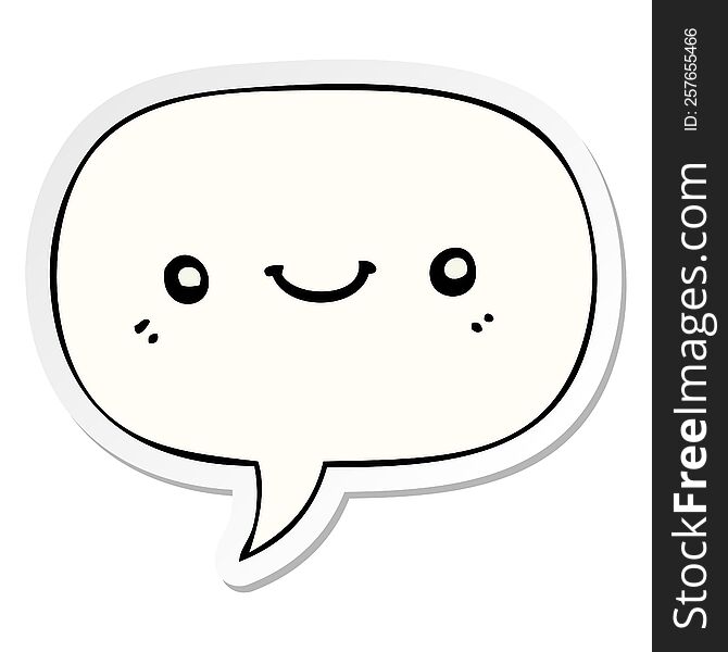 Cartoon Cute Happy Face And Speech Bubble Sticker