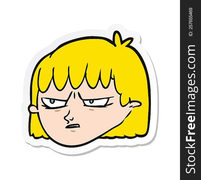 Sticker Of A Cartoon Angry Woman