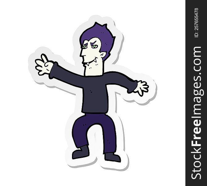 Sticker Of A Cartoon Vampire Man