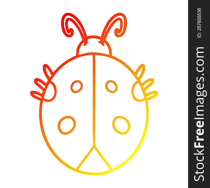 Warm Gradient Line Drawing Cartoon Ladybug