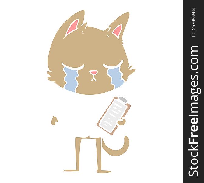 Crying Flat Color Style Cartoon Business Cat