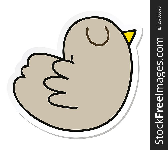Sticker Of A Quirky Hand Drawn Cartoon Bird