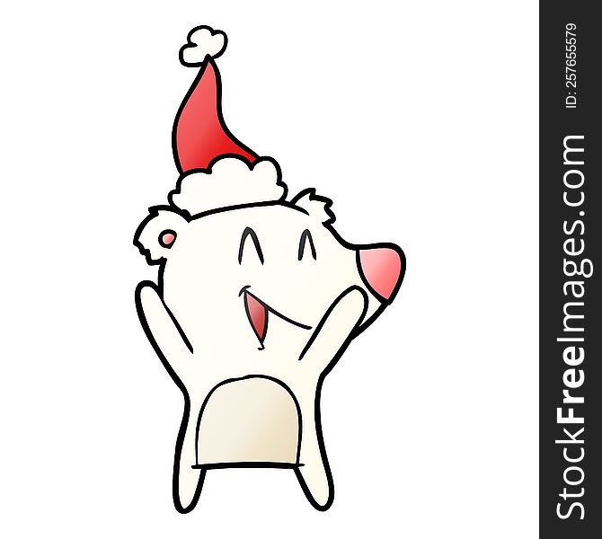 Laughing Polar Bear Gradient Cartoon Of A Wearing Santa Hat