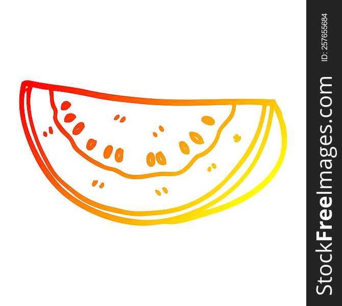warm gradient line drawing of a cartoon watermelon