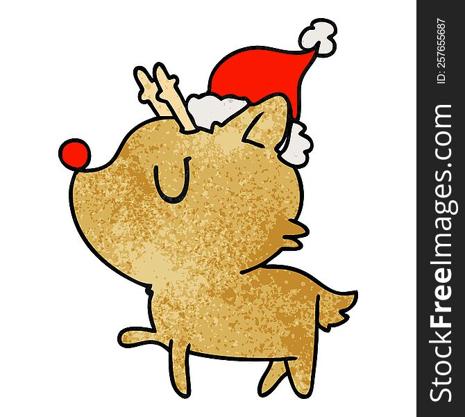 Christmas Textured Cartoon Of Kawaii Deer
