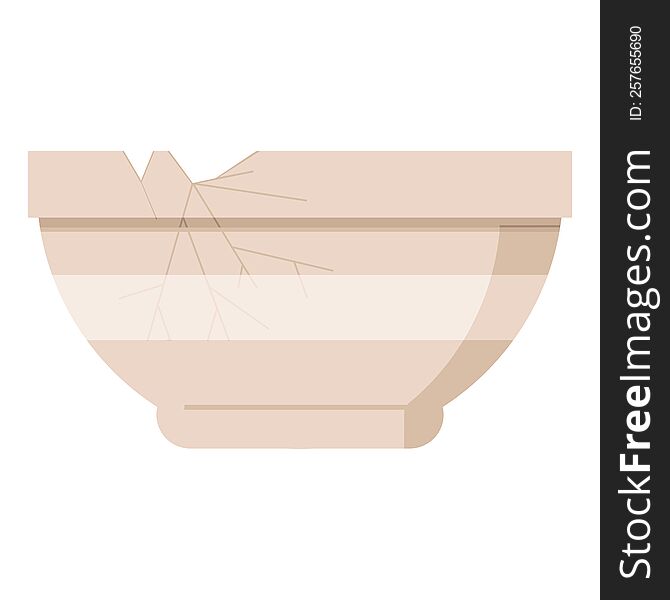 cracked bowl graphic vector illustration icon. cracked bowl graphic vector illustration icon