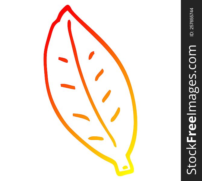 warm gradient line drawing of a cartoon leaf