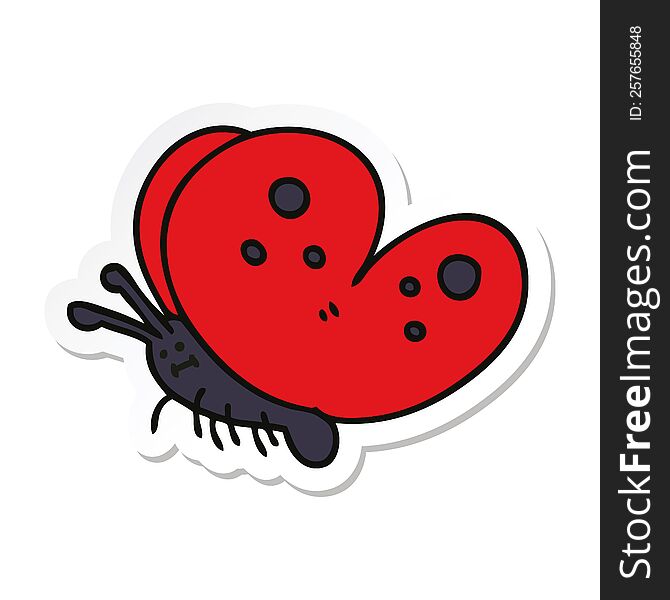 sticker of a quirky hand drawn cartoon butterfly