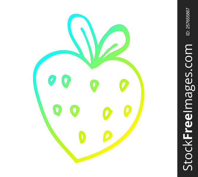 cold gradient line drawing of a cartoon strawberry fr