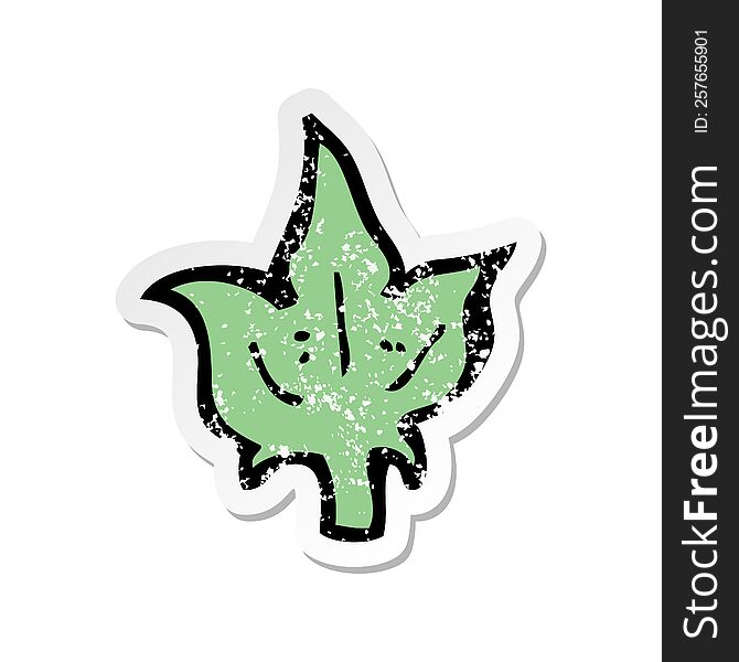 Retro Distressed Sticker Of A Cartoon Leaf Symbol