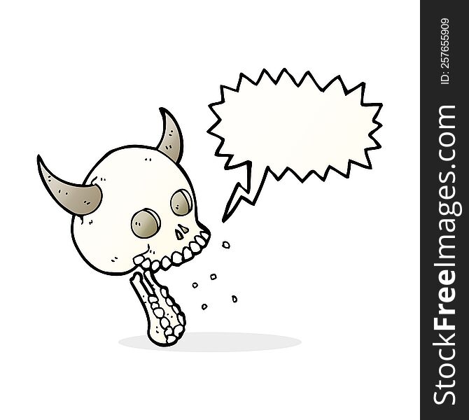 Cartoon Spooky Skull With Speech Bubble