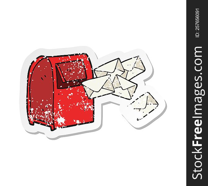 retro distressed sticker of a cartoon mailbox
