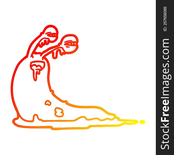 Warm Gradient Line Drawing Gross Cartoon Slug